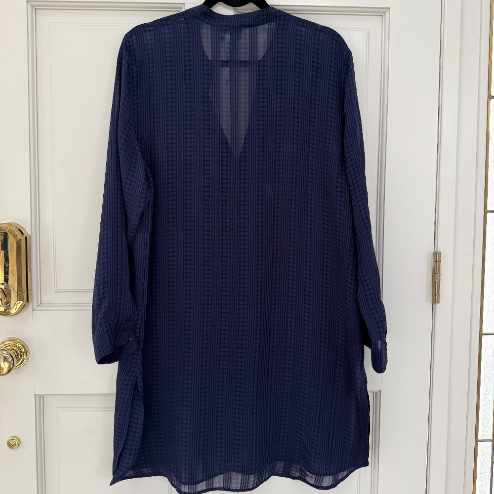 TOMMY BAHAMA Cadiz Chiffon Boyfriend Shirt, Navy Blue, Size L - Picture 2 of 6